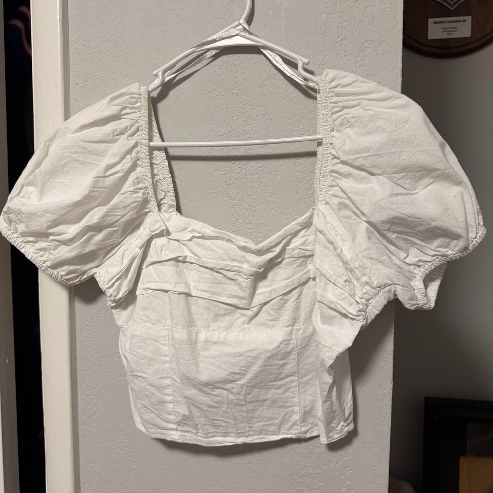 White Puff Sleeve Women's Top